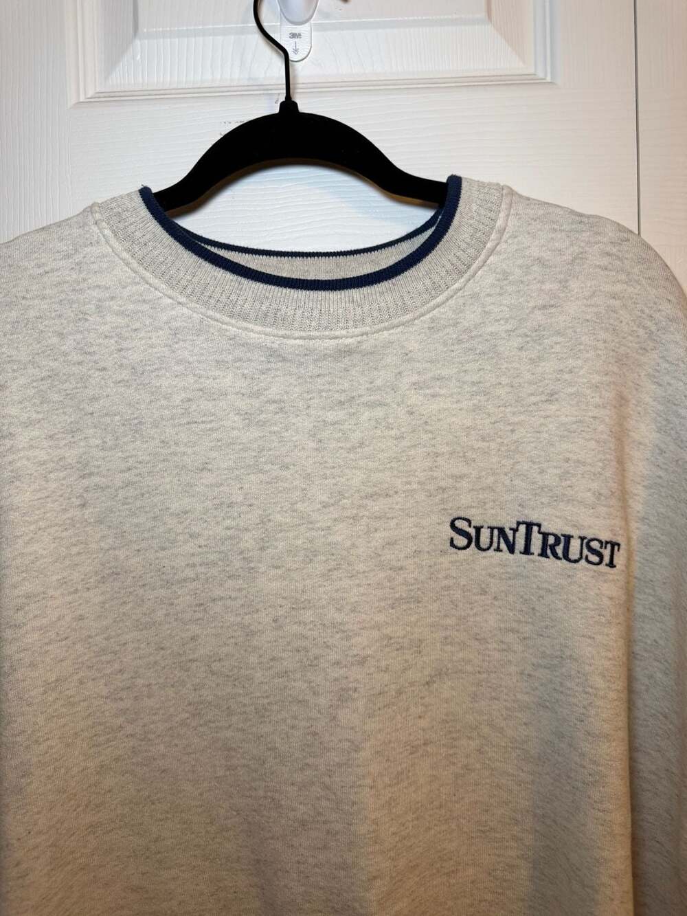 Vintage Diport USA SunTrust Bank Embroidered Logo Heather Gray Crewneck XXL
